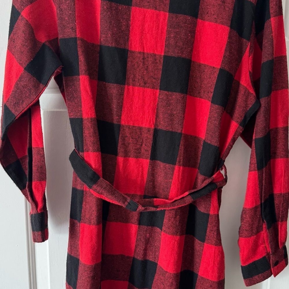 Red Black Plaid Shirt Dress Womens 14 Belted Casual Chic Dress NWT Boohoo - Picture 5 of 9